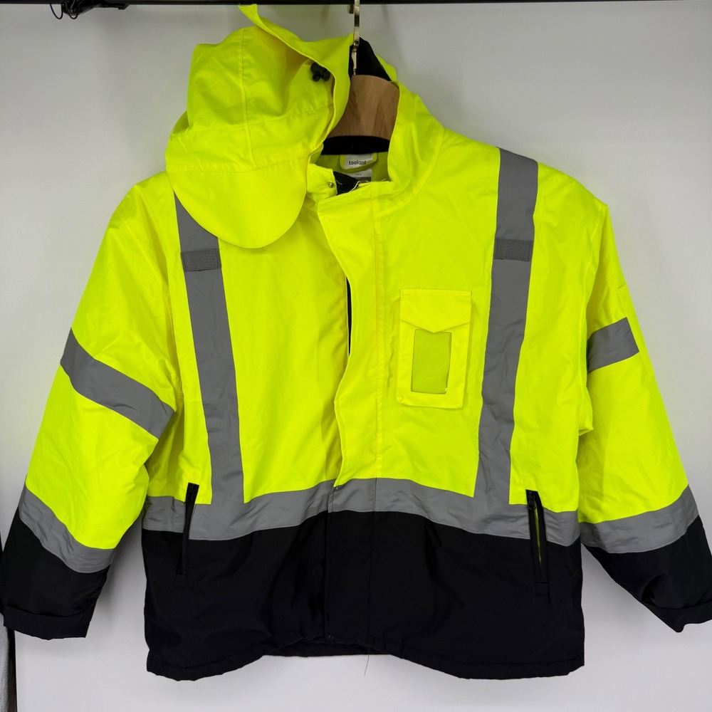 Toolant Hi-Vis Safety Bomber Jacket Neon Yellow Reflective Class 3 XL Hooded
